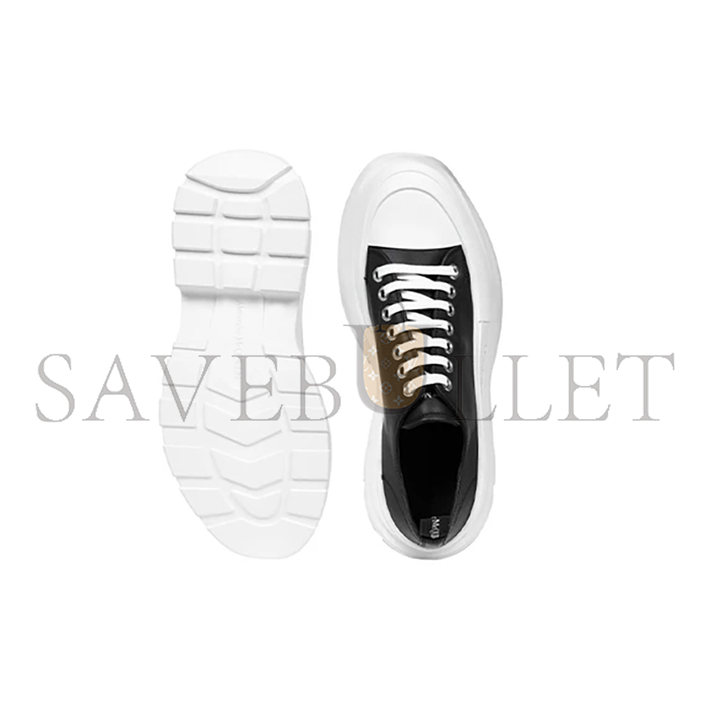 ALEXANDER MCQUEEN TREAD SLICK LEATHER CHUNKY LOW TOP SNEAKERS 627225WHZ621071