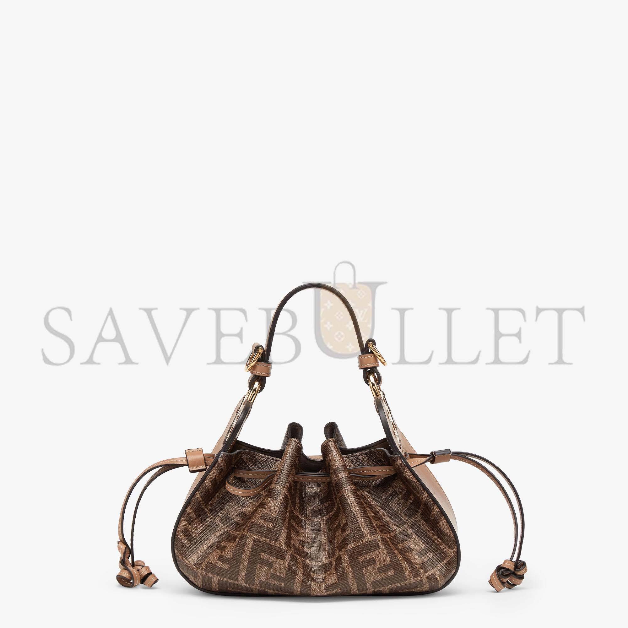 FENDI POMODORINO - BROWN FF FABRIC MINI-BAG 8BS059AHWVF1GE3 (21.5*17*14cm)