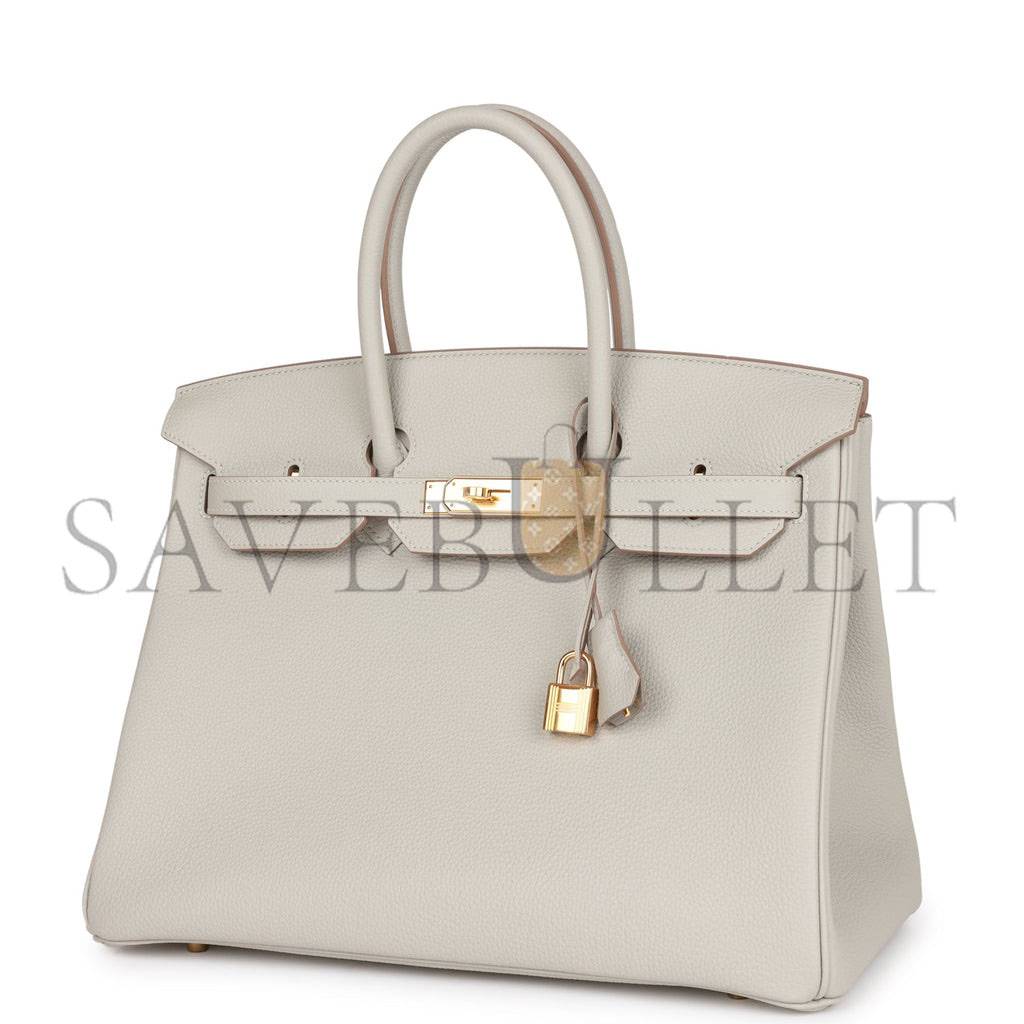 HERMES BIRKIN 35 GRIS PERLE TOGO GOLD HARDWARE 39891068813406 (35cm)