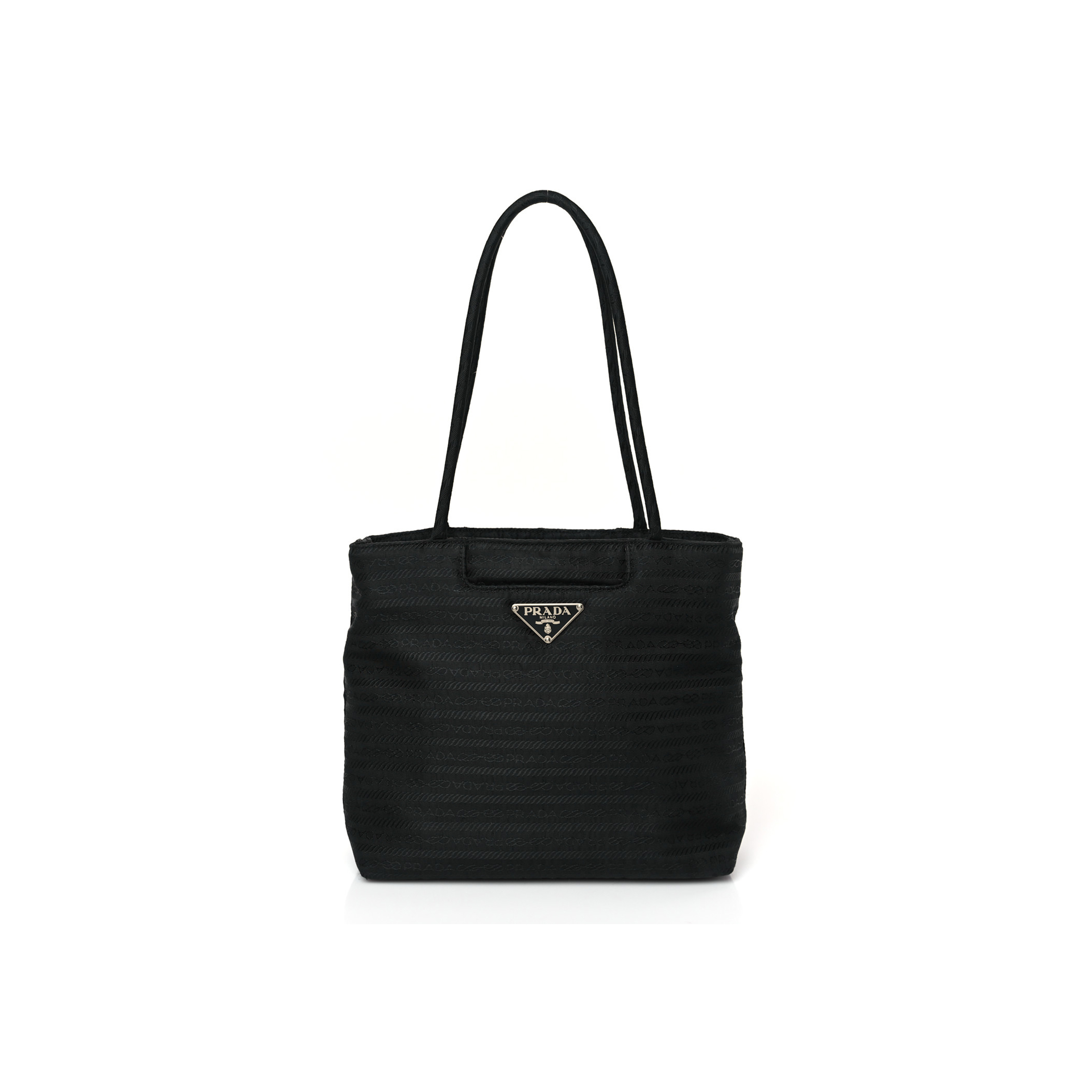 PRADA TESSUTO NYLON JACQUARD TOTE BLACK (22*20*8cm)