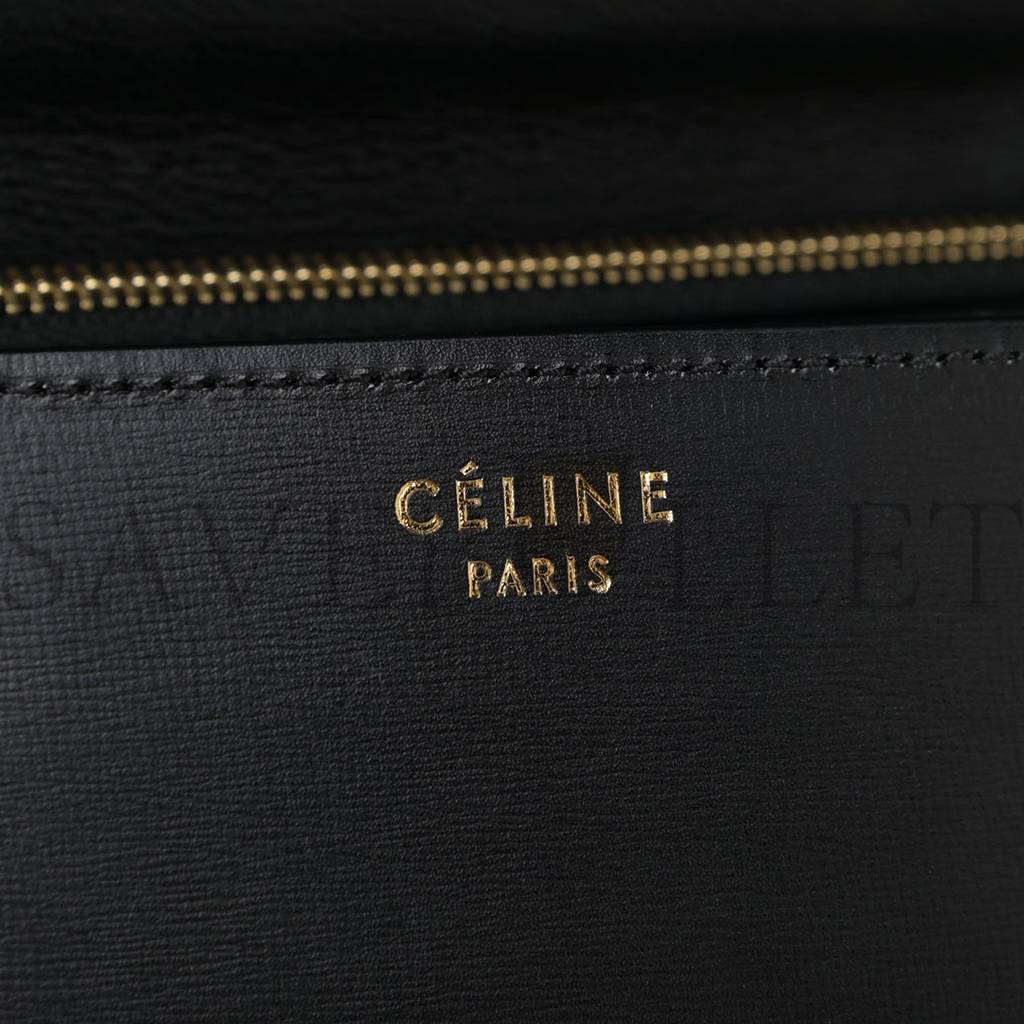 CELINE BOX CALFSKIN MEDIUM CLASSIC BOX FLAP BAG BLACK (23*18*7cm)