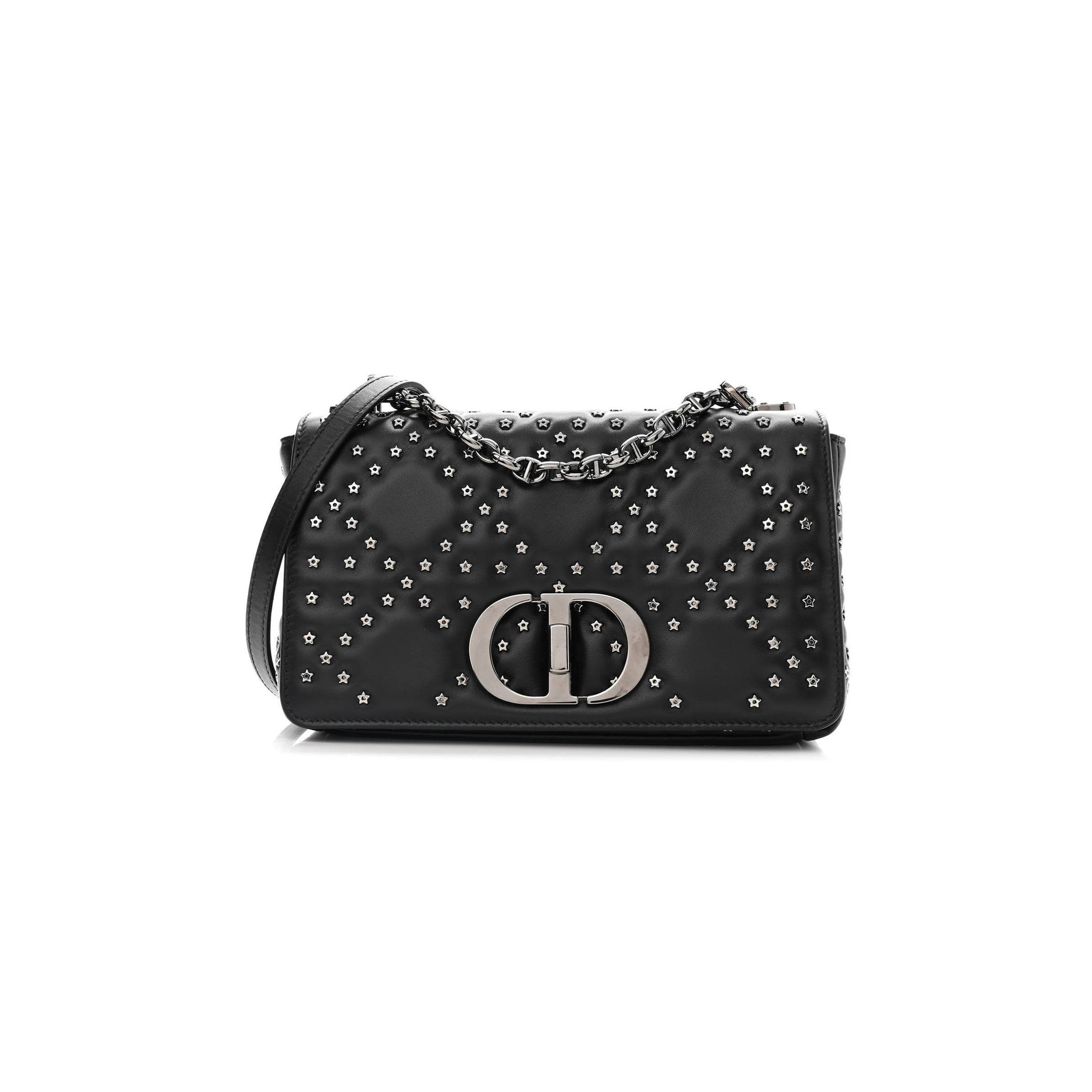 DIOR CALFSKIN LUCKY STAR MACROCANNAGE MEDIUM CARO BAG BLACK (25*15*8.3cm)