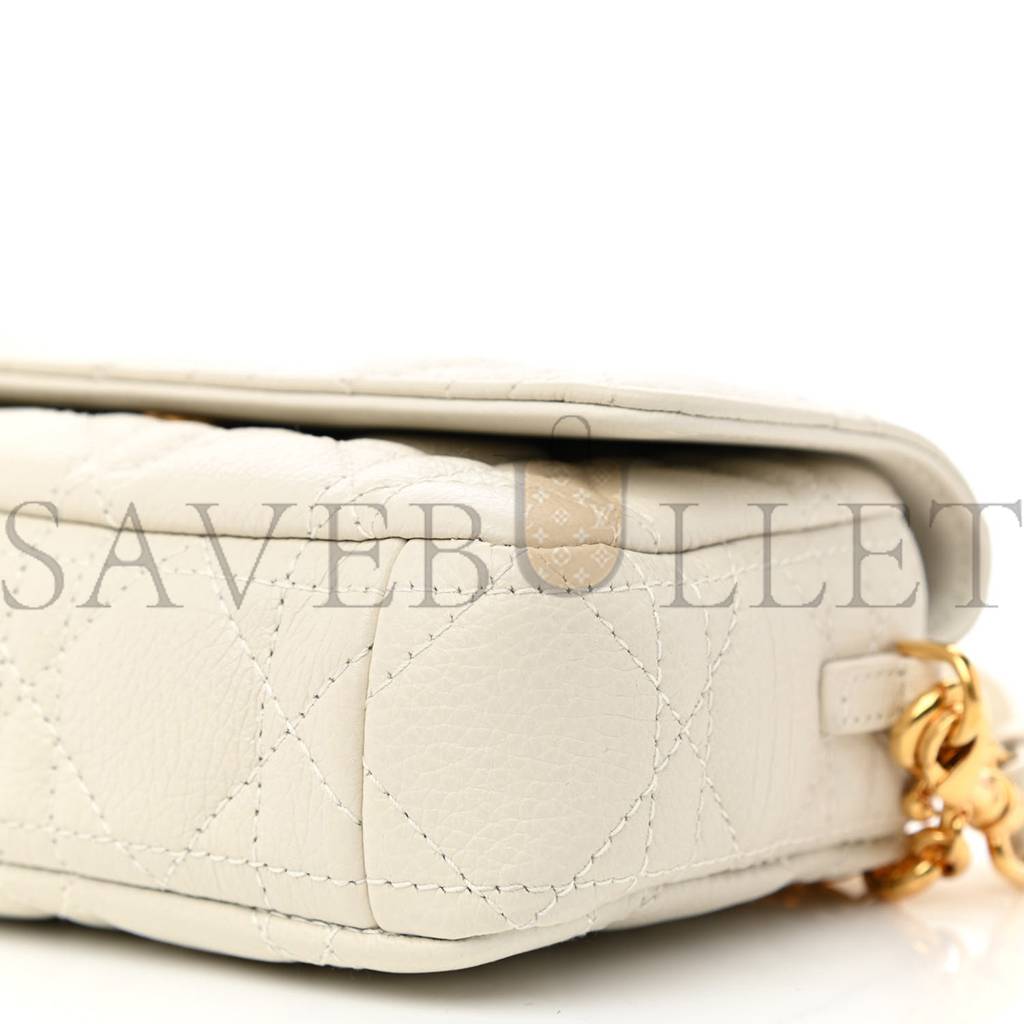 DIOR SUPPLE CALFSKIN CANNAGE CARO POUCH WITH CHAIN LATTE (18*10*6.4cm)