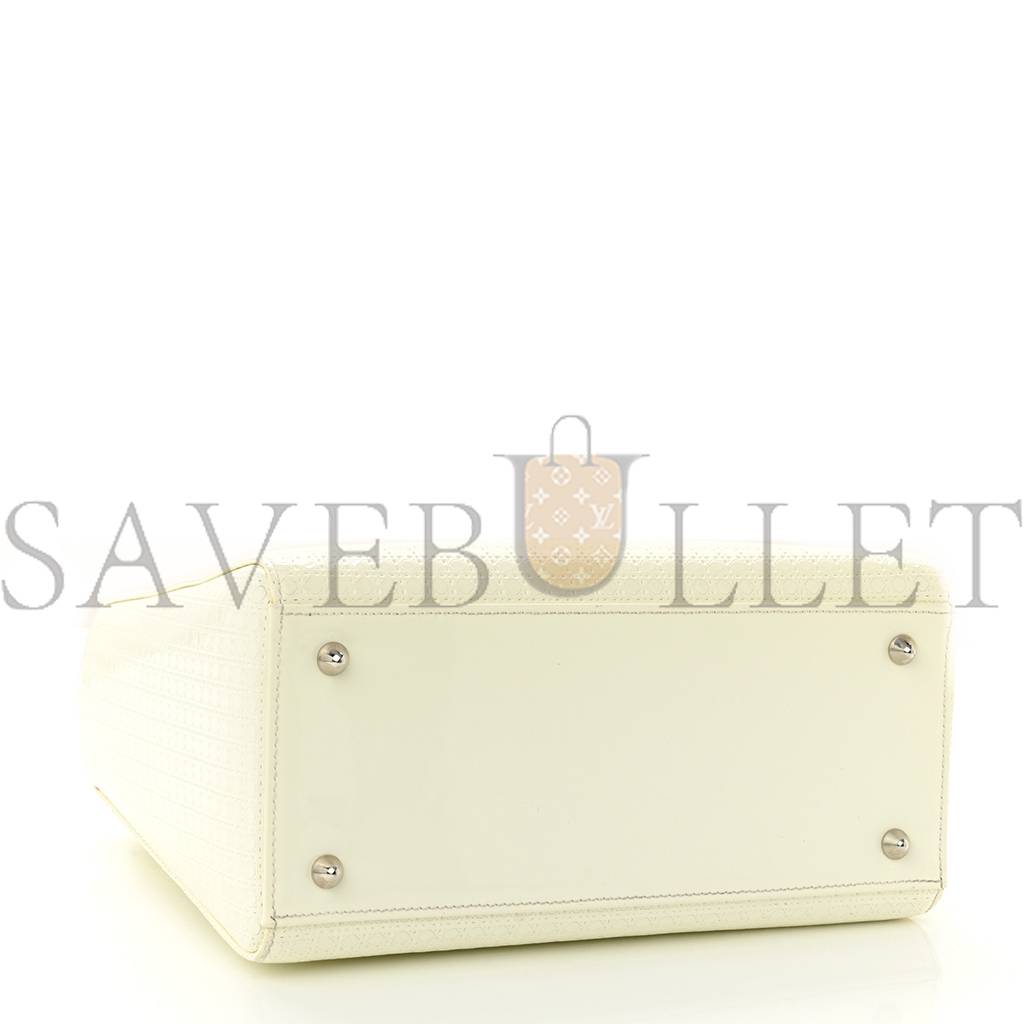 DIOR PATENT MICRO-CANNAGE MEDIUM LADY DIOR WHITE (23*20*12.1cm)