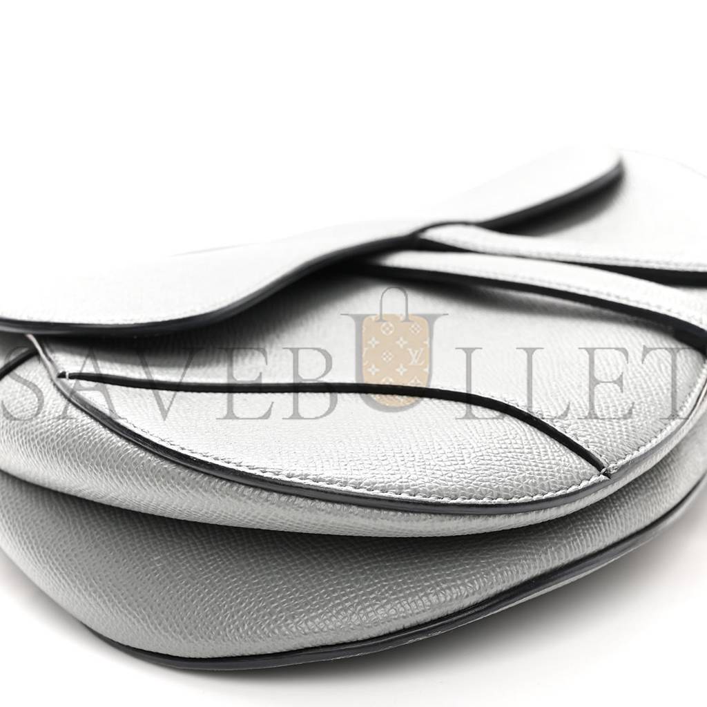 DIOR GRAINED CALFSKIN SADDLE BAG GREY (24*22*7cm)