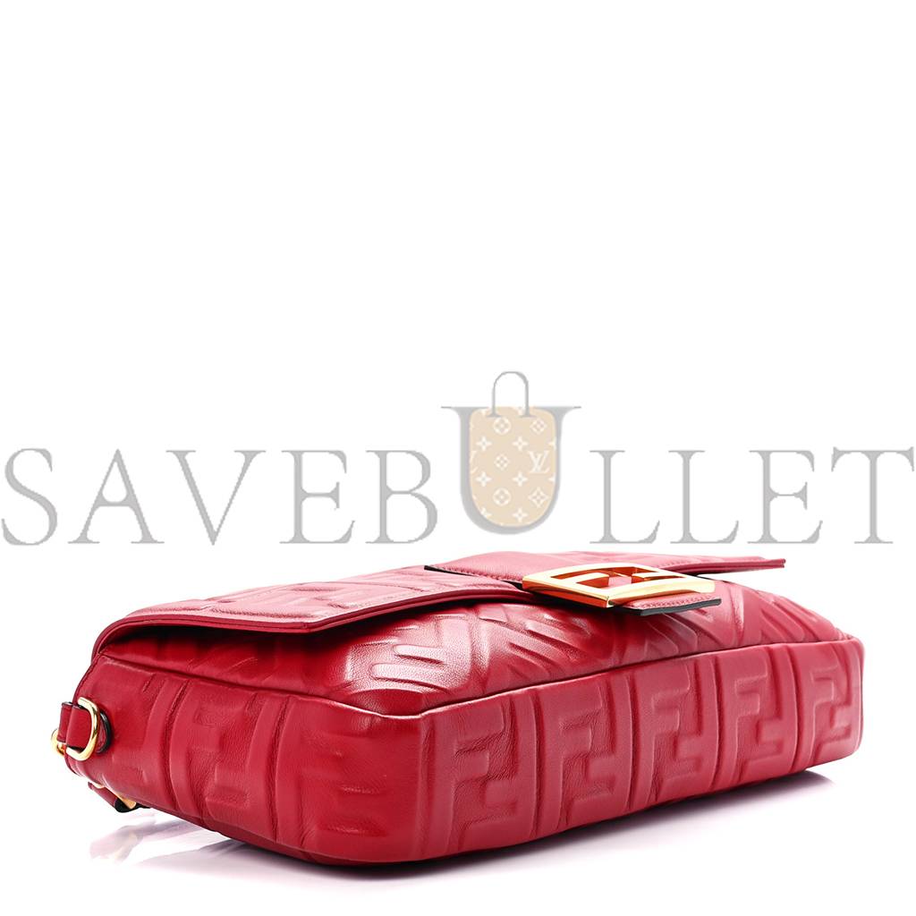 FENDI NAPPA FF 1974 EMBOSSED LARGE BAGUETTE FRAGOLA (32*16*5cm)