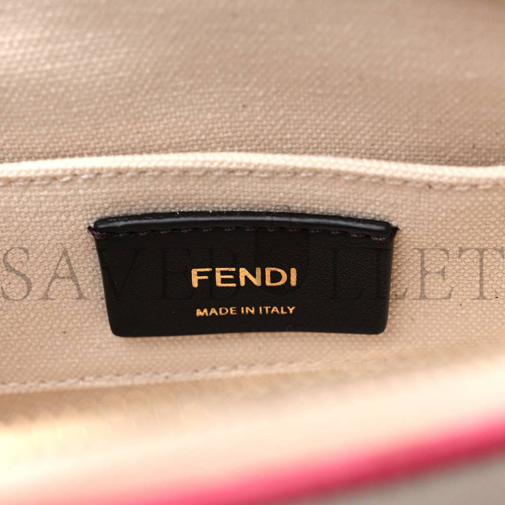 FENDI CANVAS PLEXIGLASS LOGO EMBROIDERED MINI BY THE WAY TOP HANDLE BOSTON BAG GREZZO PINK DALIA (18*11*8cm)